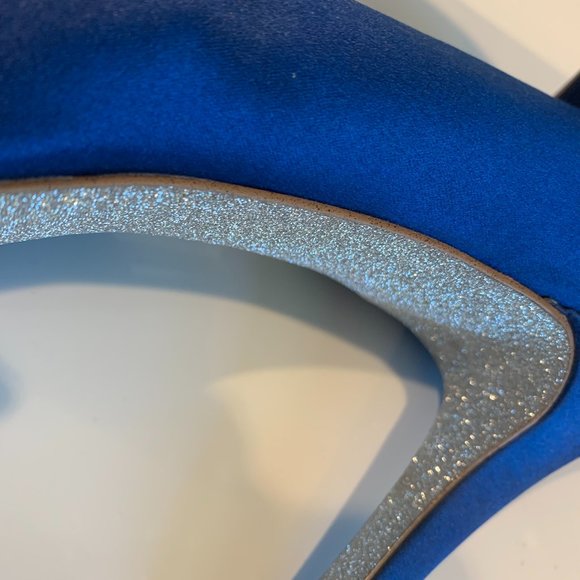 NWT Nine West Gorgeous Blue Peep Toe Platform Pumps in original box, size 10 M - Picture 7 of 15